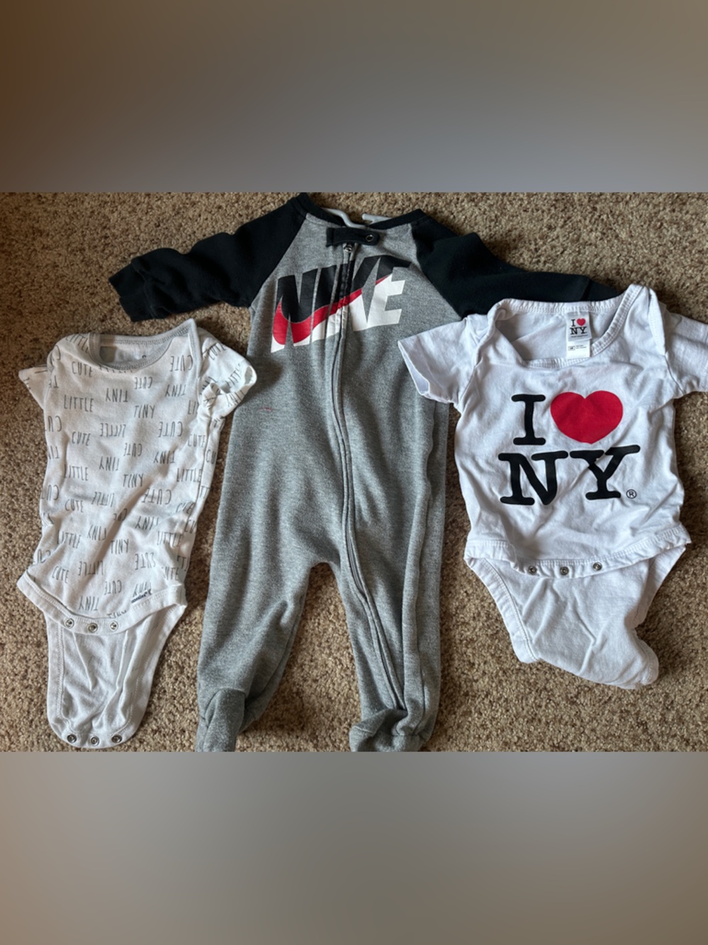 Nike Grey & Black Zip Romper with two Onesies